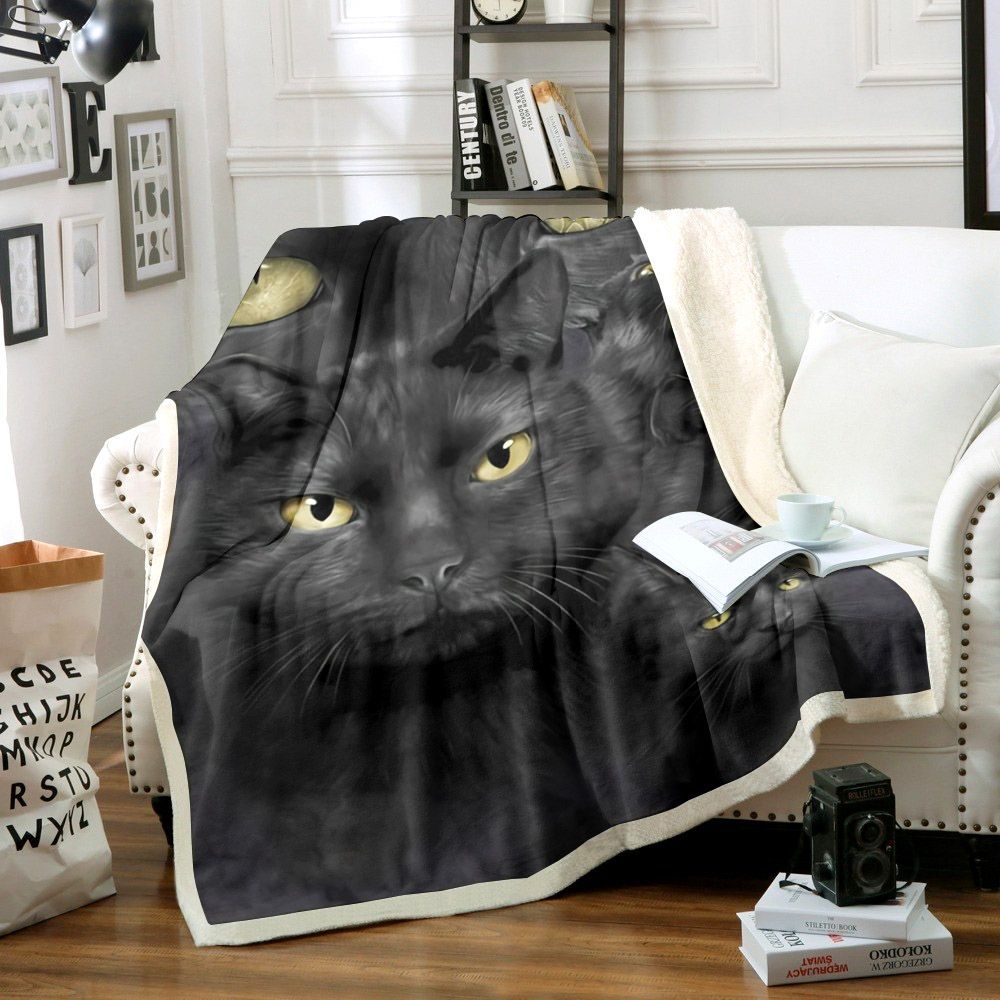 Cat Sherpa Fleece Blanket