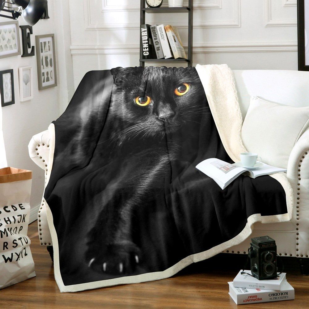 Cat Sherpa Fleece Blanket