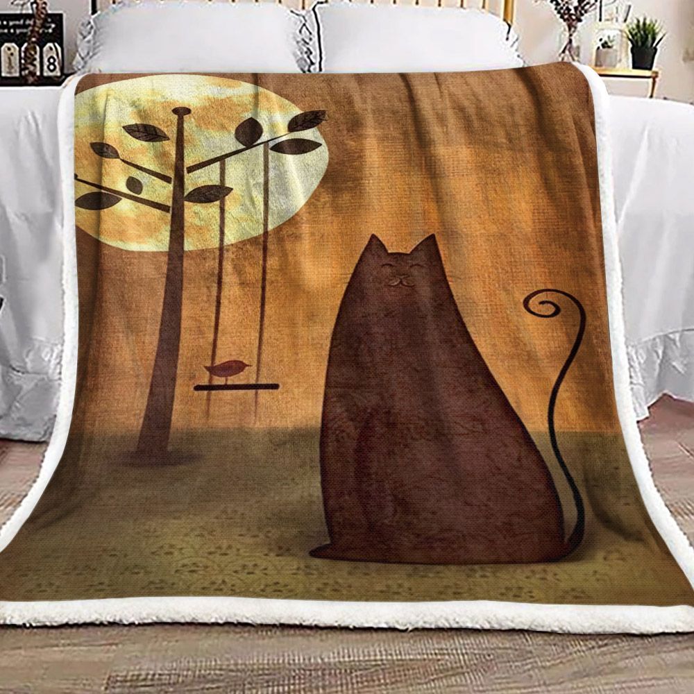 Cat Sherpa Fleece Blanket