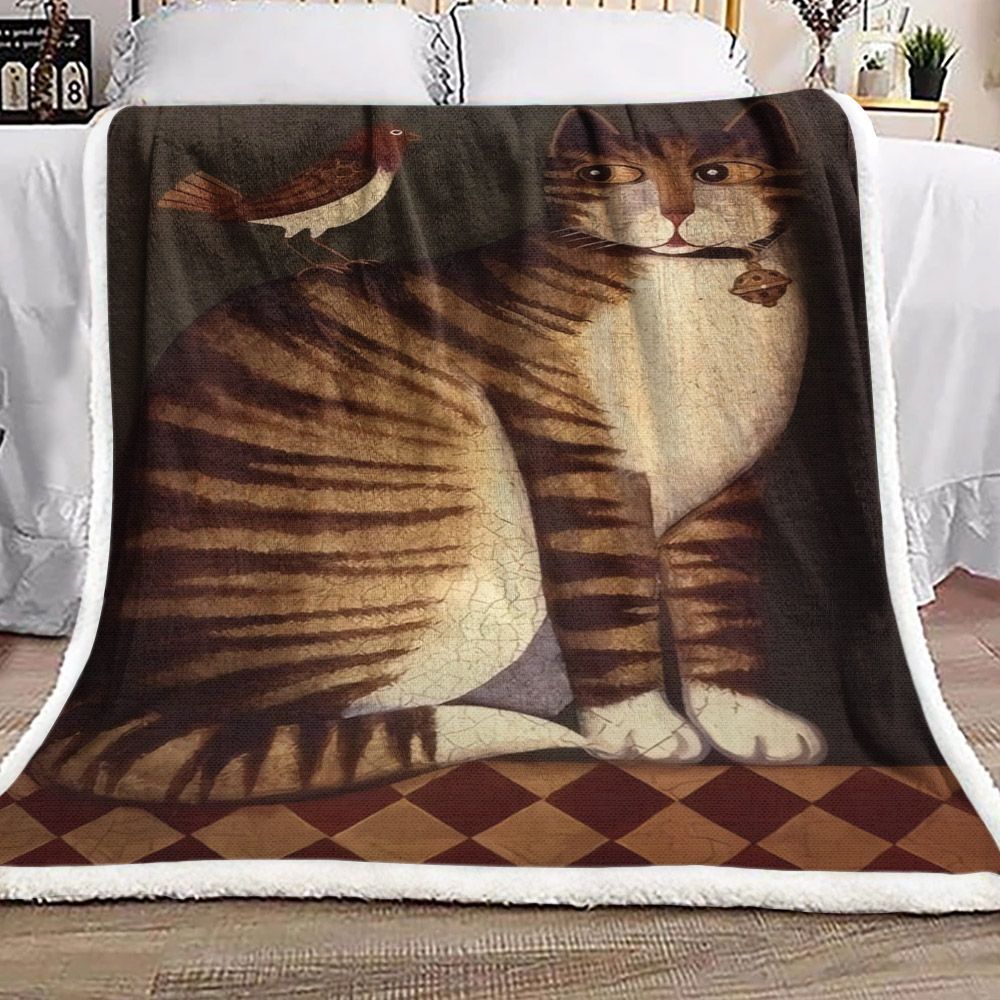 Cat Sherpa Fleece Blanket