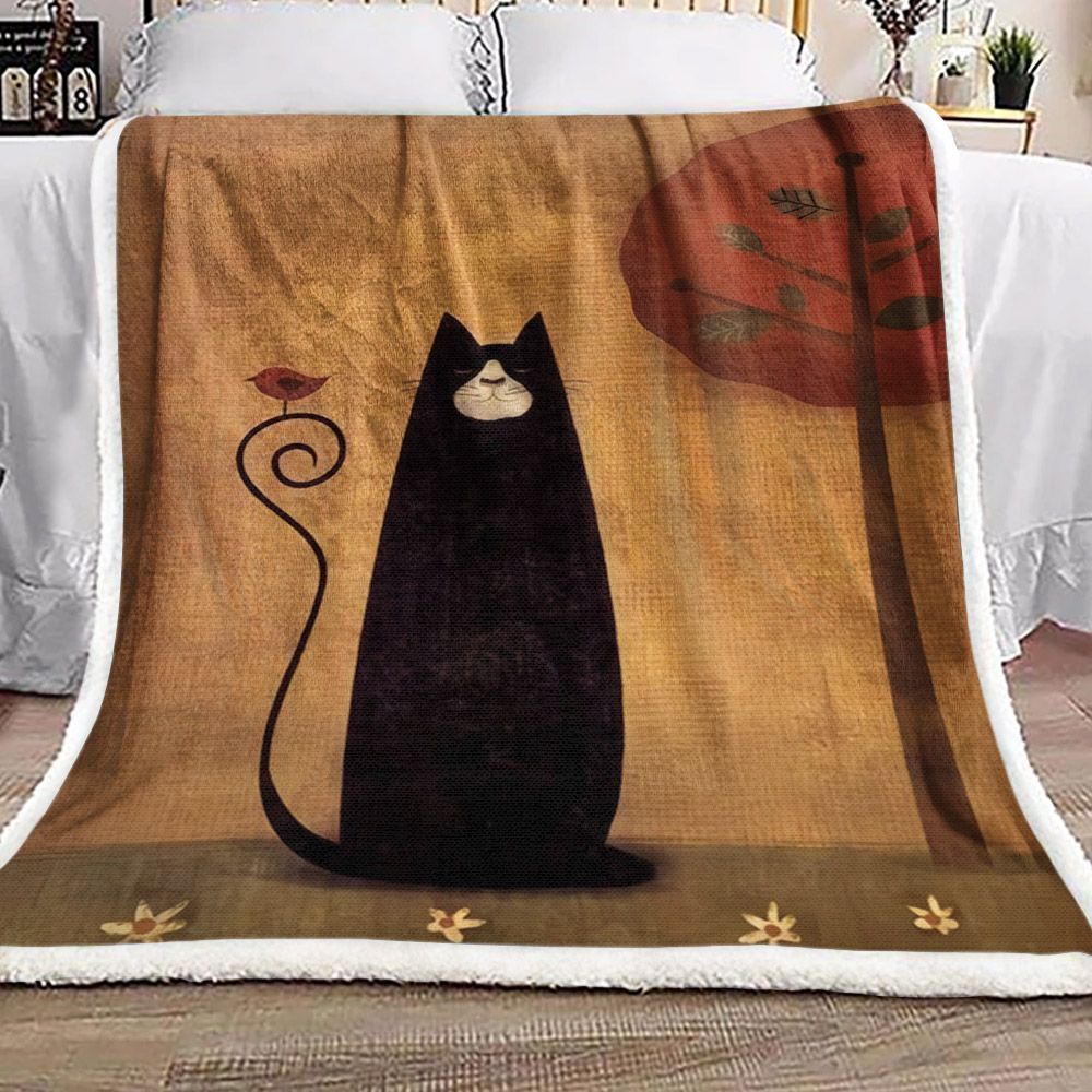 Cat Sherpa Fleece Blanket