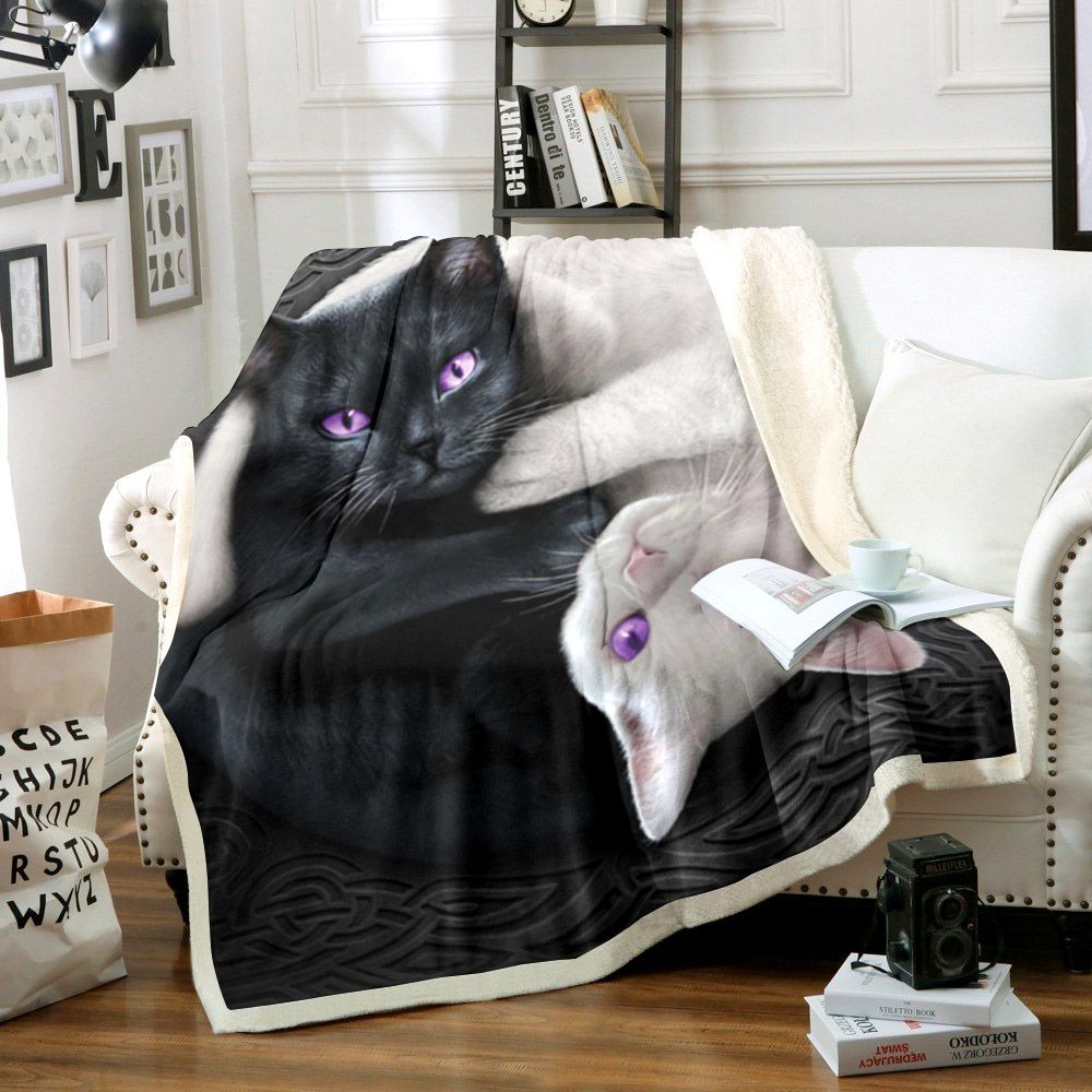 Cat Sherpa Fleece Blanket