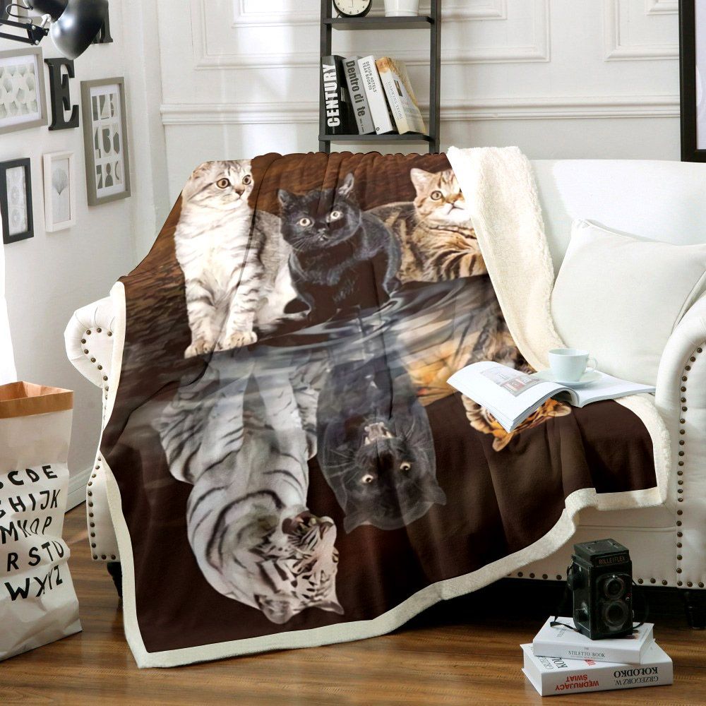 Cat Sherpa Fleece Blanket