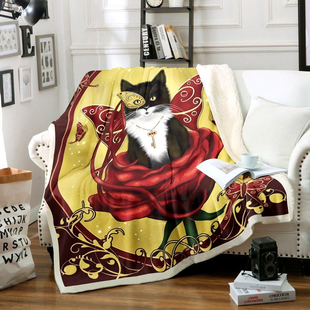 Cat Sherpa Fleece Blanket