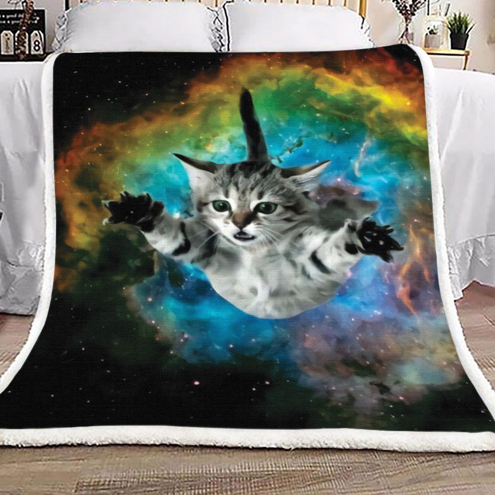 Cat Sherpa Fleece Blanket