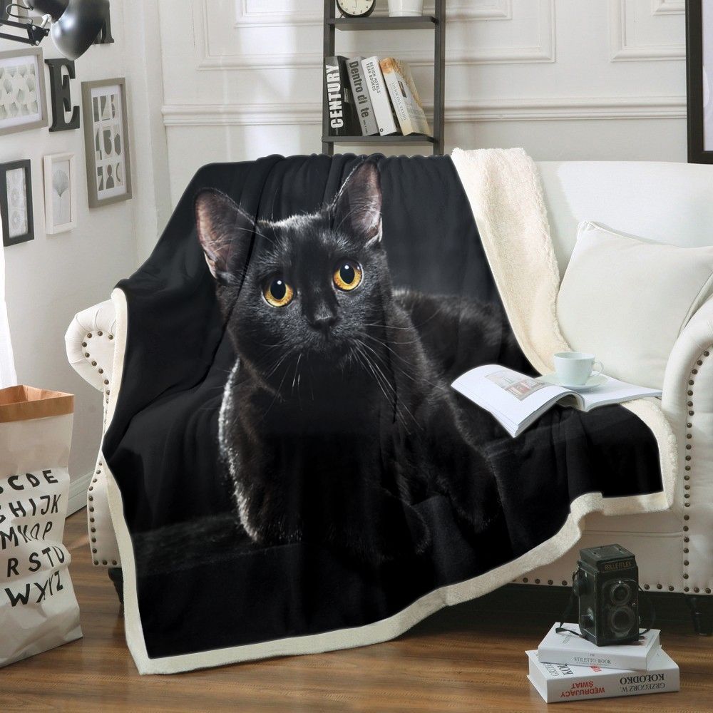 Cat Sherpa Fleece Blanket