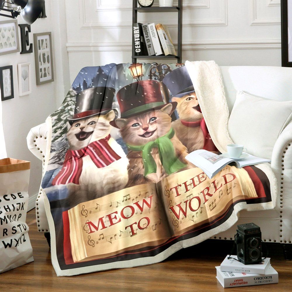 Cat Sherpa Fleece Blanket