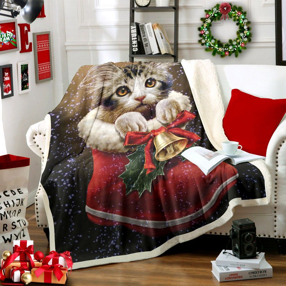 Cat Christmas Sherpa Fleece Blanket