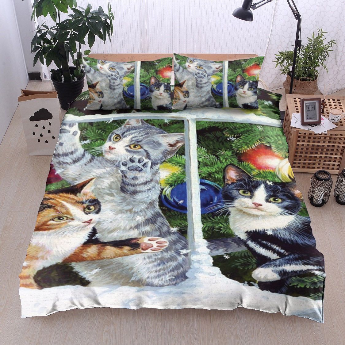 Cat Christmas Bedding Set