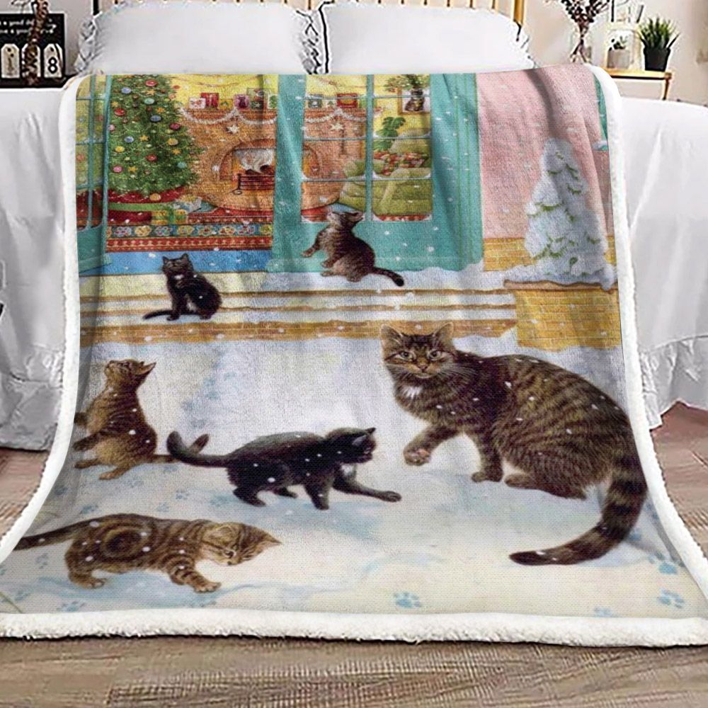 Cat Christmas Sherpa Fleece Blanket