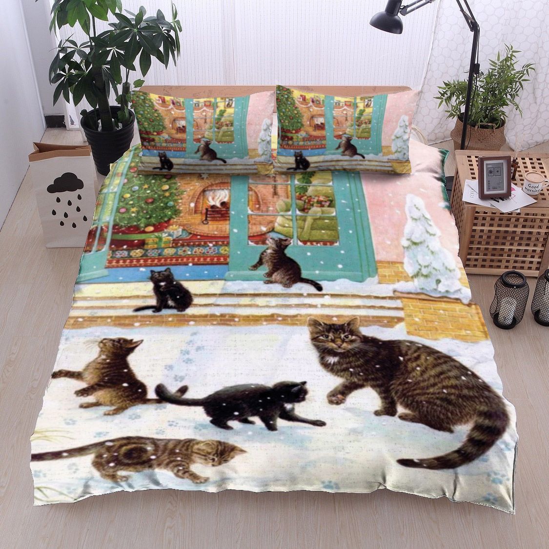Cat Christmas Bedding Set