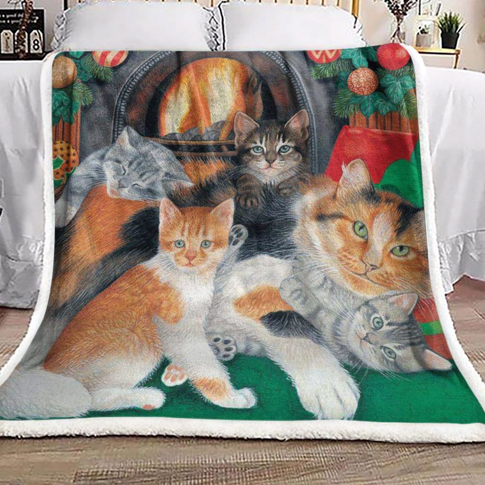 Cat Christmas Sherpa Fleece Blanket