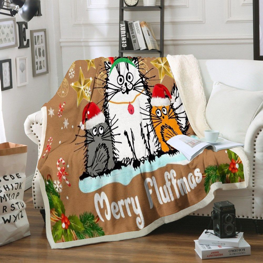 Cat Christmas Sherpa Fleece Blanket