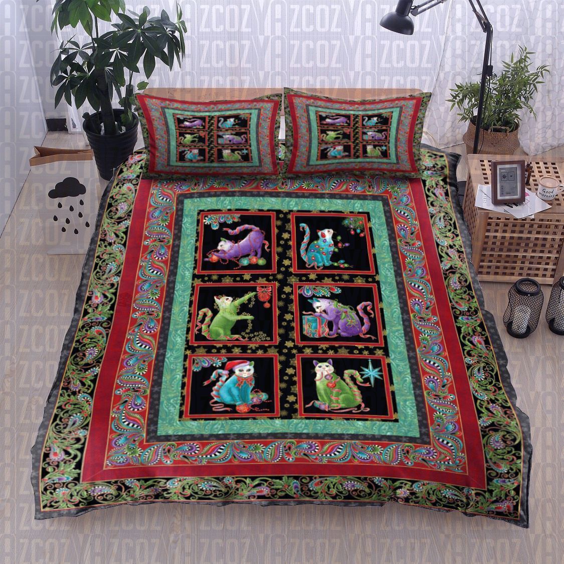 Cat Christmas Bedding Set