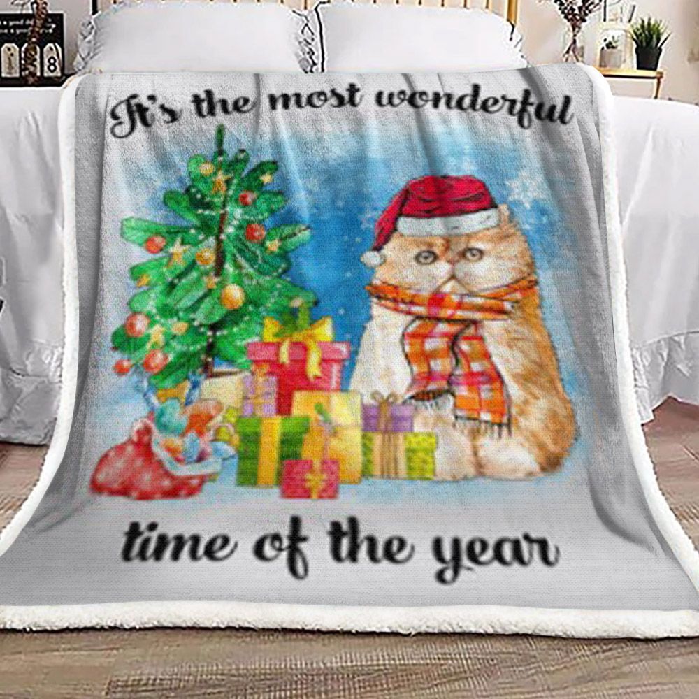 Cat Christmas Sherpa Fleece Blanket