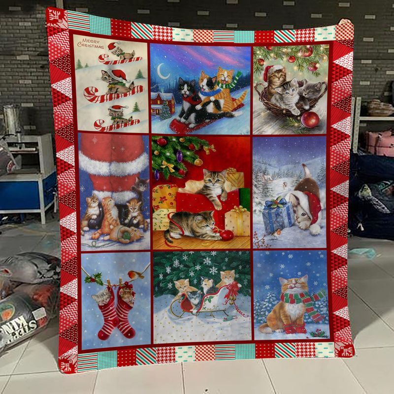 Cat Christmas Sherpa Fleece Blanket