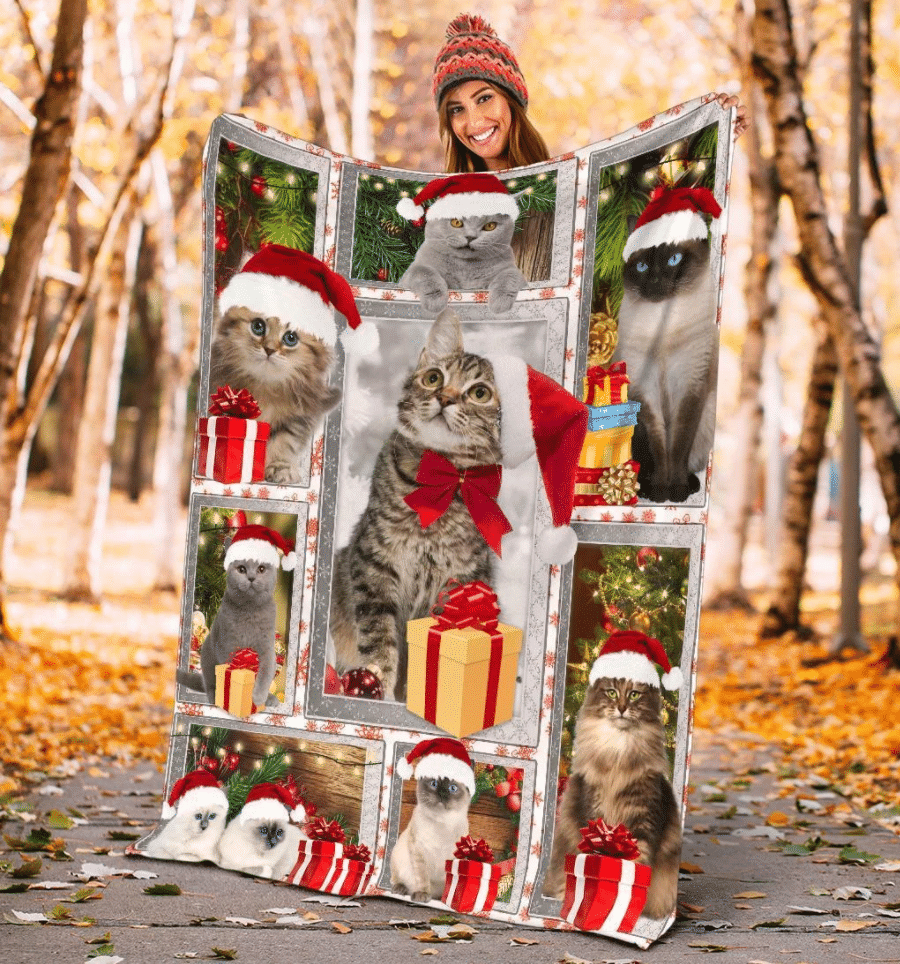 Cat Christmas Fleece Blanket