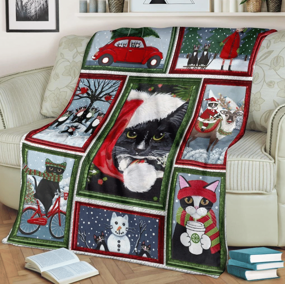 Cat Christmas Fleece Blanket