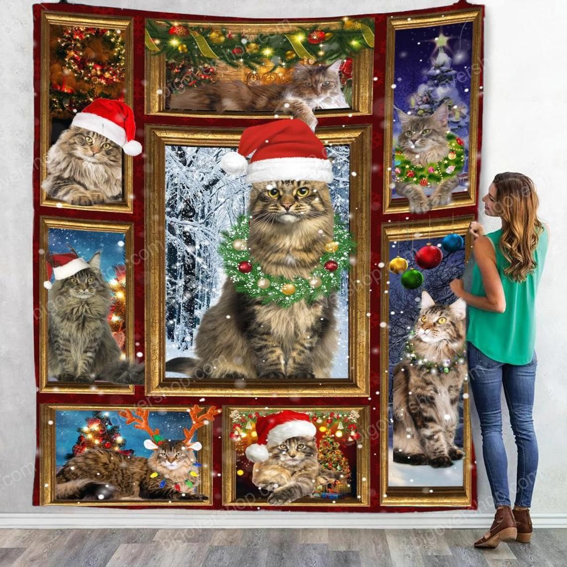 Cat Christmas Fleece Blanket