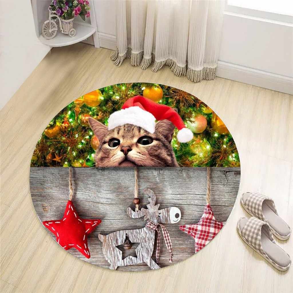 Cat Christmas Round Carpet