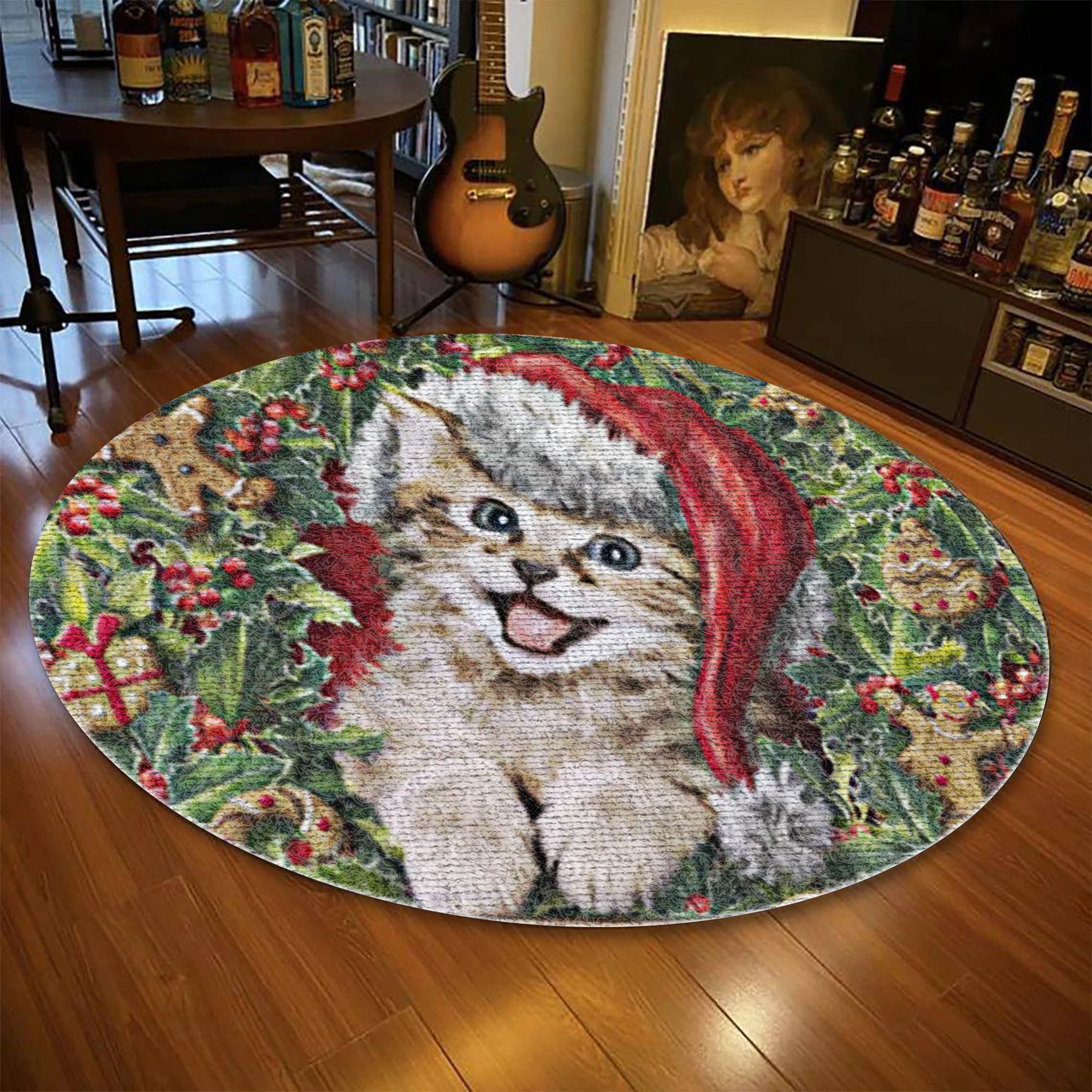 Cat Christmas Round Carpet