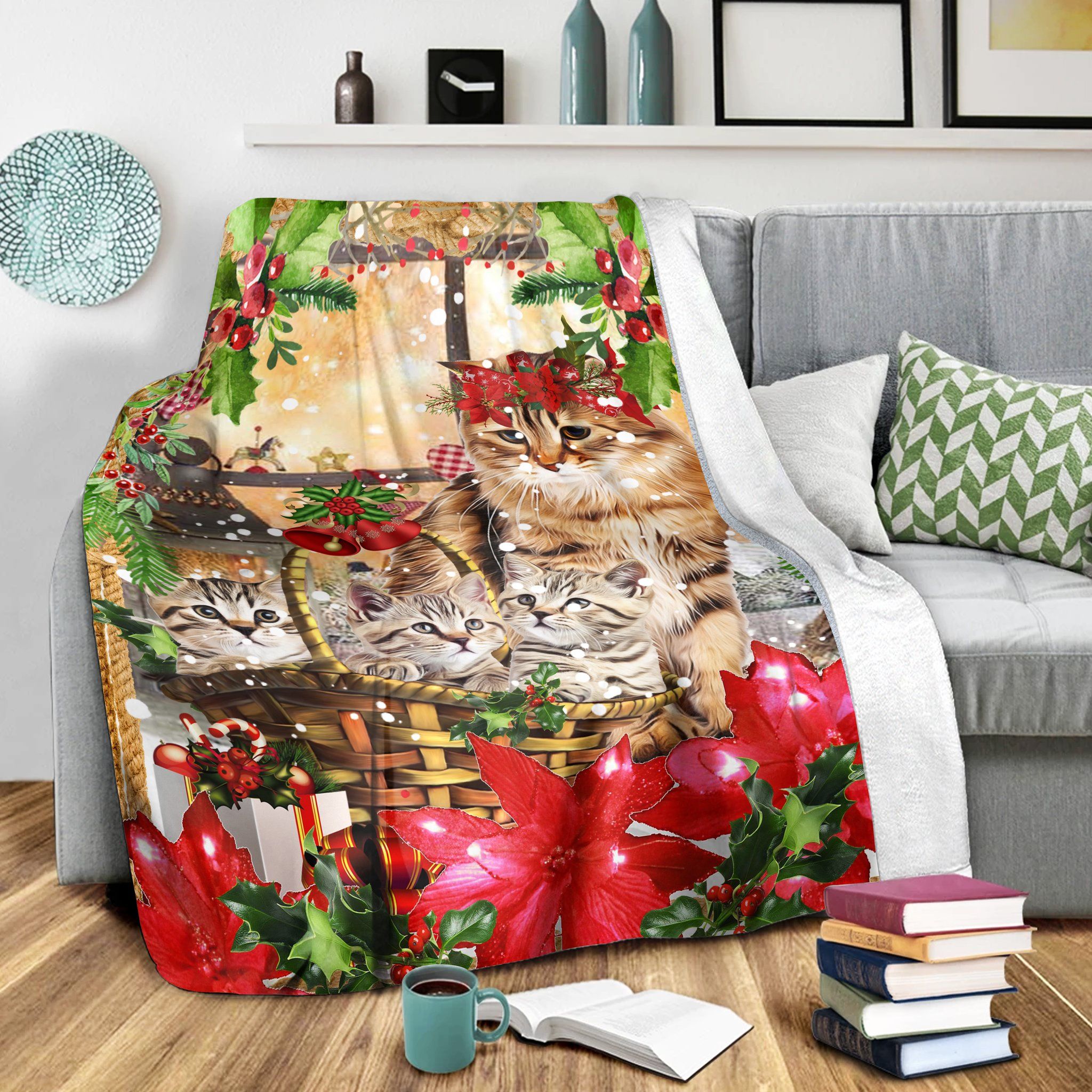Cat Christmas Fleece Blanket