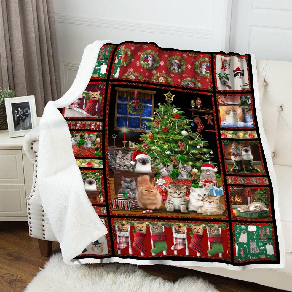 Cat Christmas Fleece Blanket