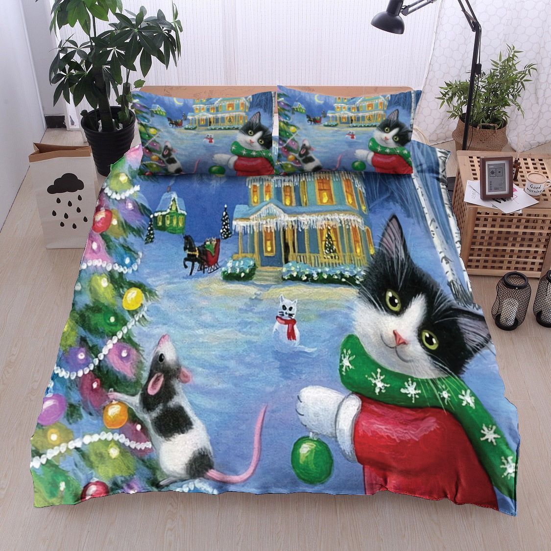 Cat Christmas Bedding Set