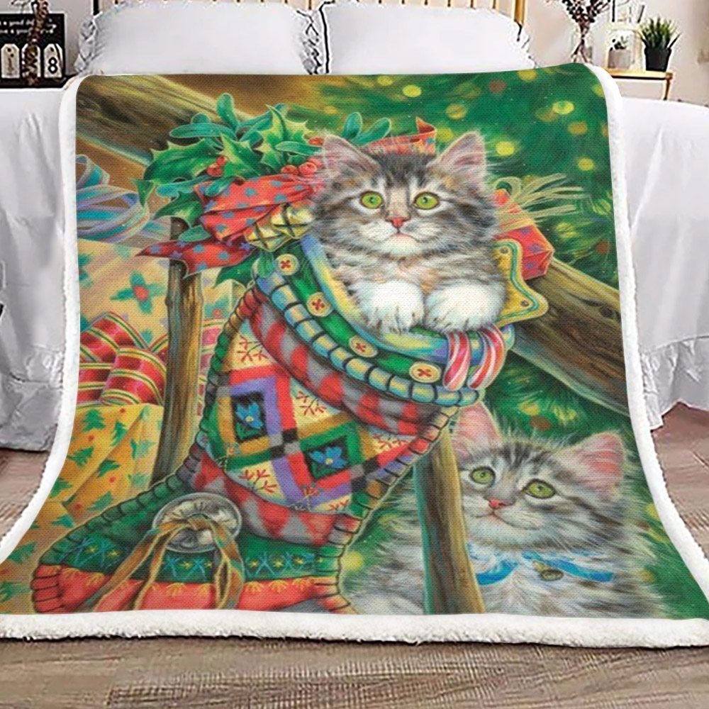 Cat Christmas Sherpa Fleece