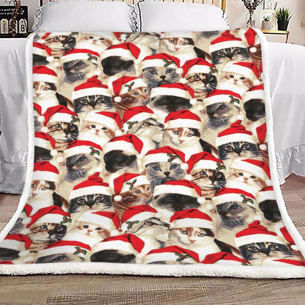 Cat Christmas Sherpa Fleece Blanket