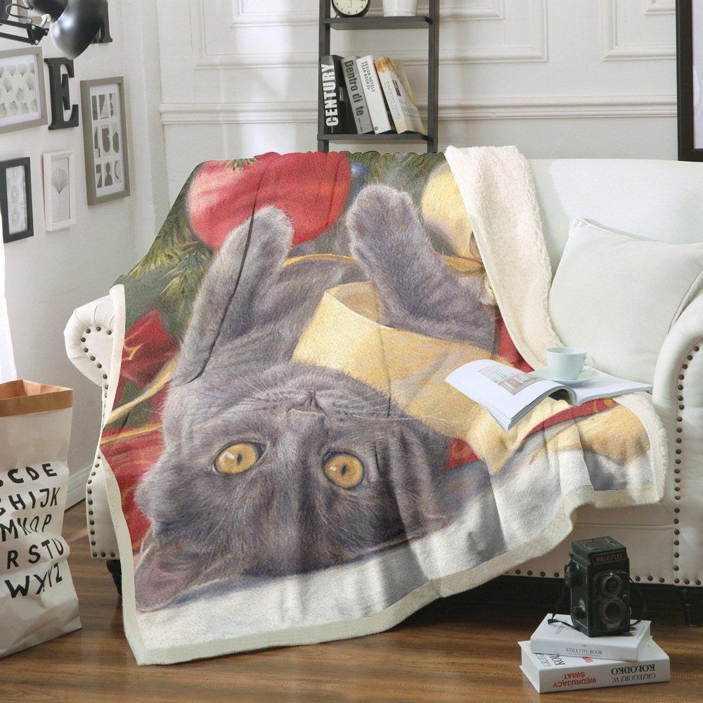 Cat Christmas Sherpa Fleece Blanket