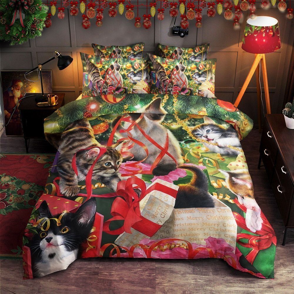 Cat Christmas Bedding Set