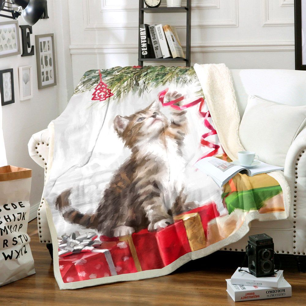 Cat Christmas Sherpa Fleece