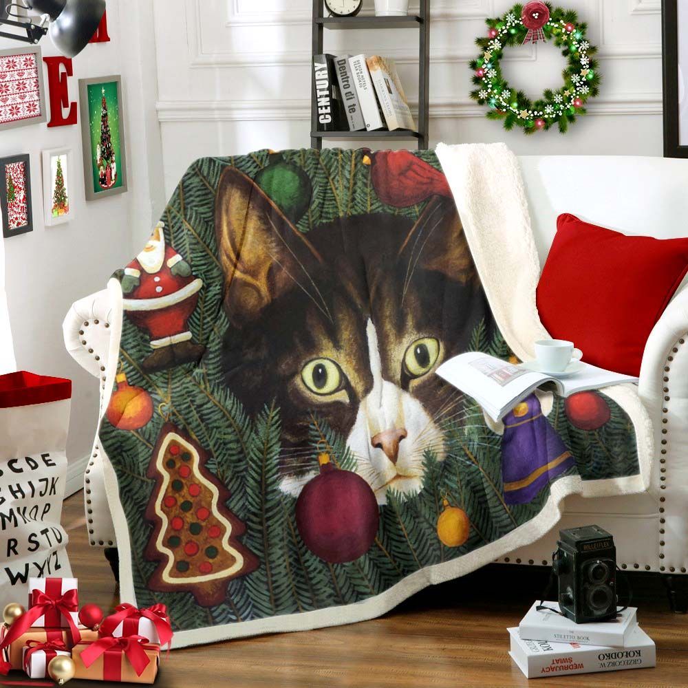 Cat Christmas Sherpa Fleece Blanket