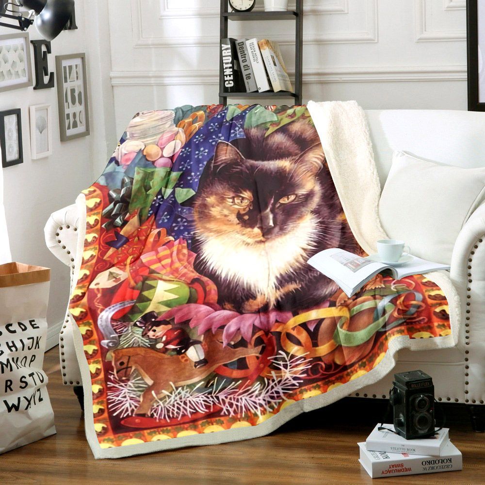 Cat Christmas Sherpa Fleece Blanket