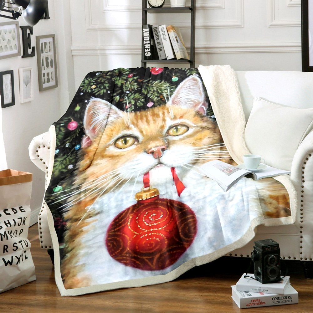 Cat Christmas Sherpa Fleece Blanket