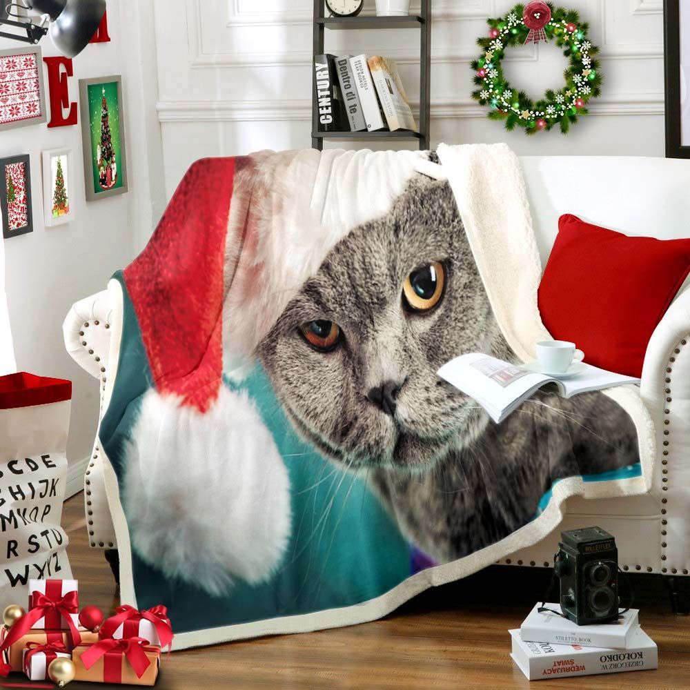 Cat Christmas Sherpa Fleece Blanket