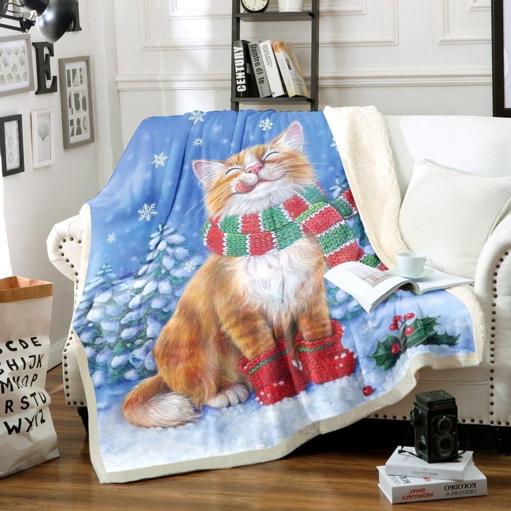 Cat Christmas Sherpa Fleece Blanket