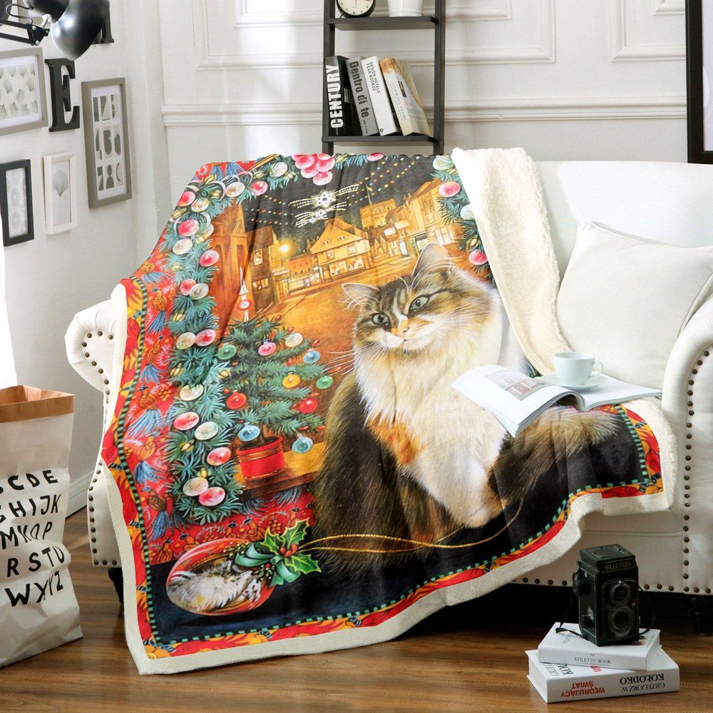 Cat Christmas Sherpa Fleece Blanket