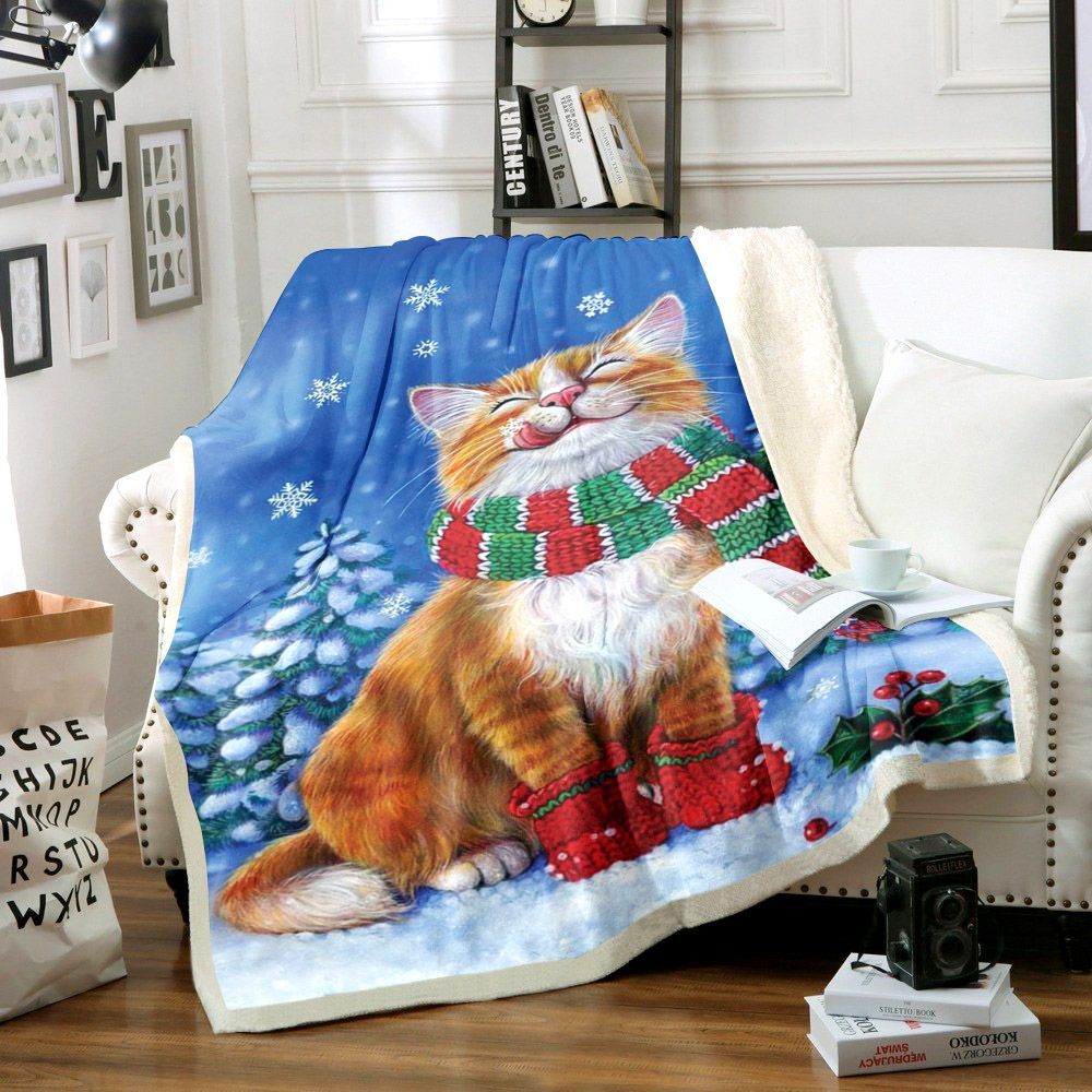 Cat Christmas Sherpa Fleece Blanket
