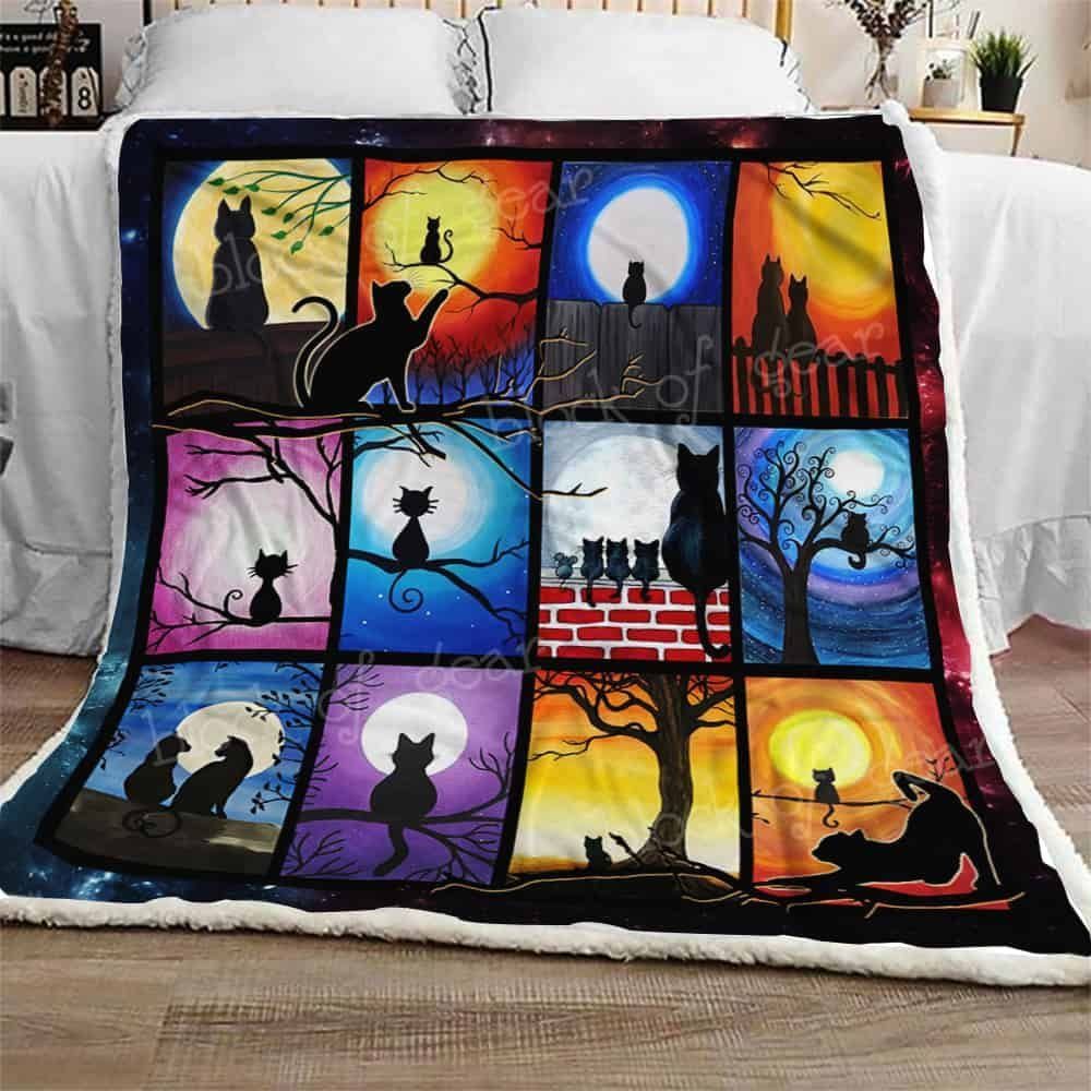 Cat Sherpa Fleece Blanket