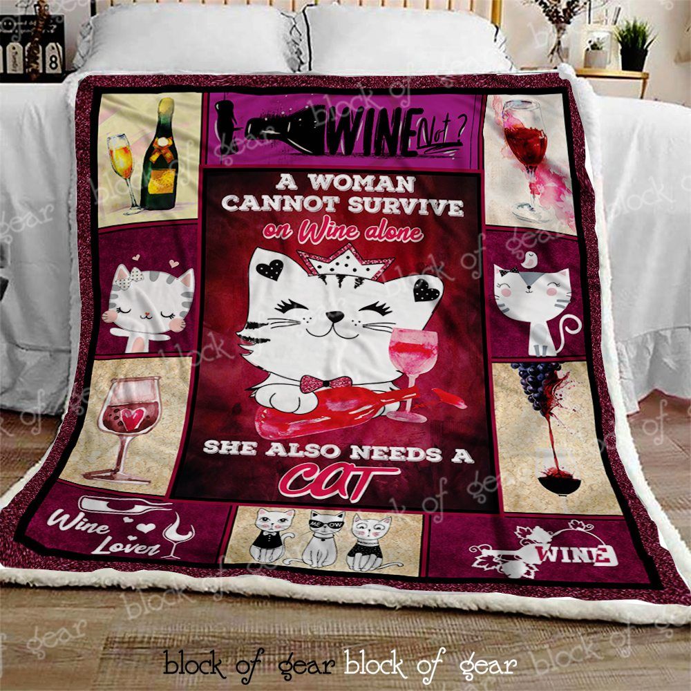Cat Sherpa Fleece Blanket