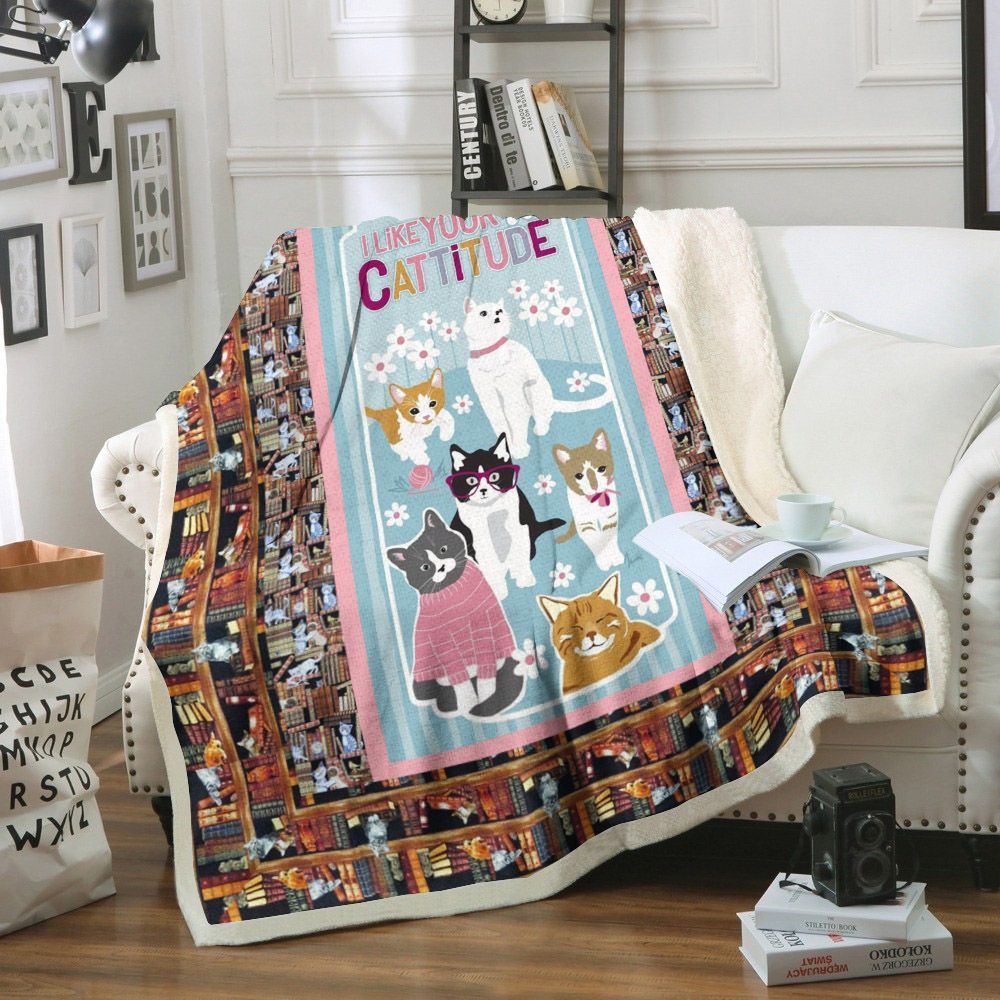 Cat Sherpa Fleece Blanket
