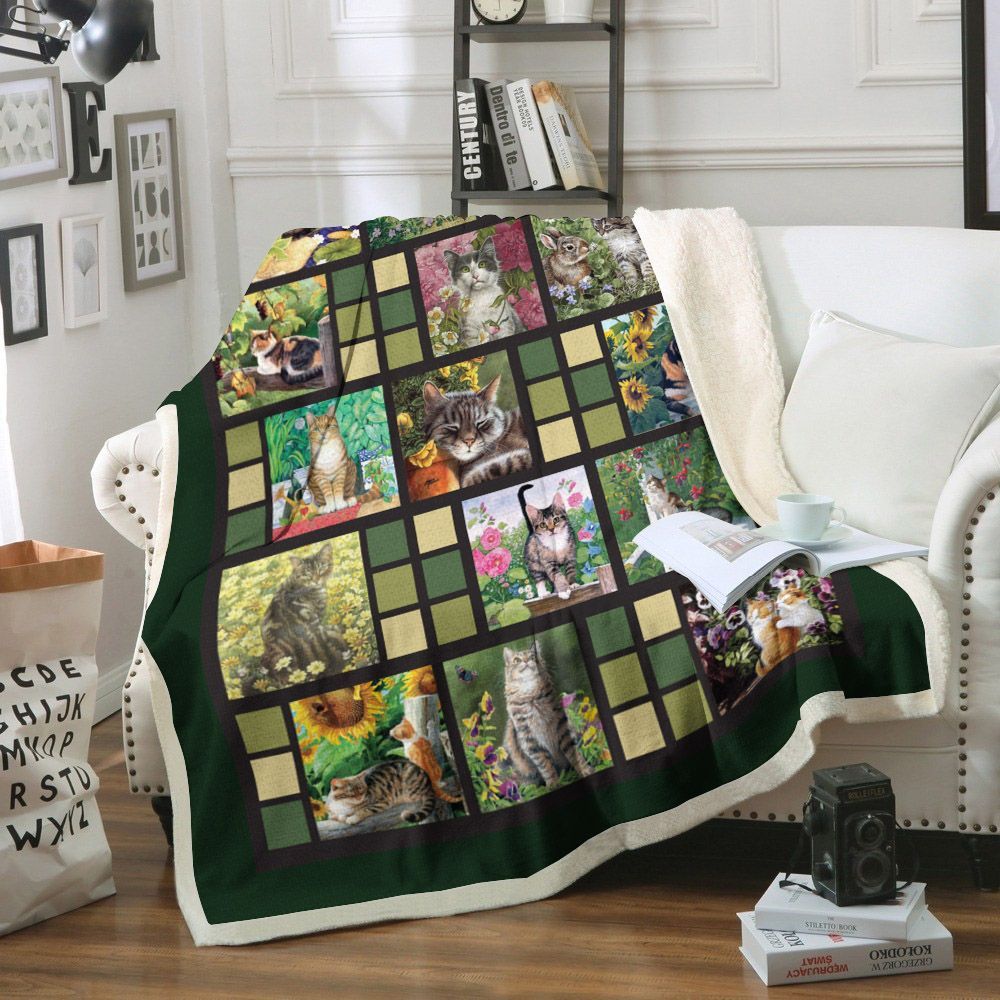 Cat Sherpa Fleece Blanket