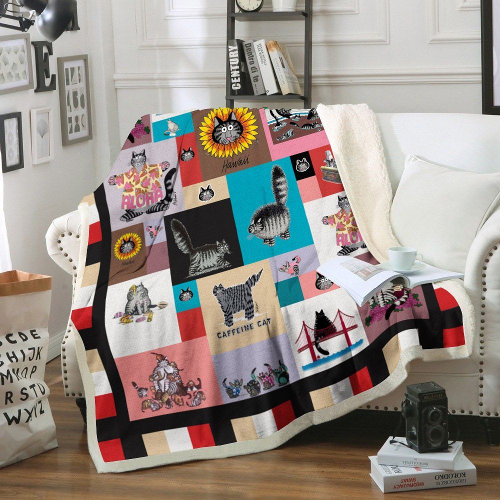 Cat Sherpa Fleece Blanket