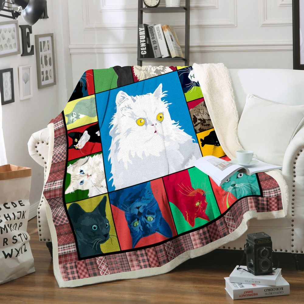 Cat Sherpa Fleece Blanket