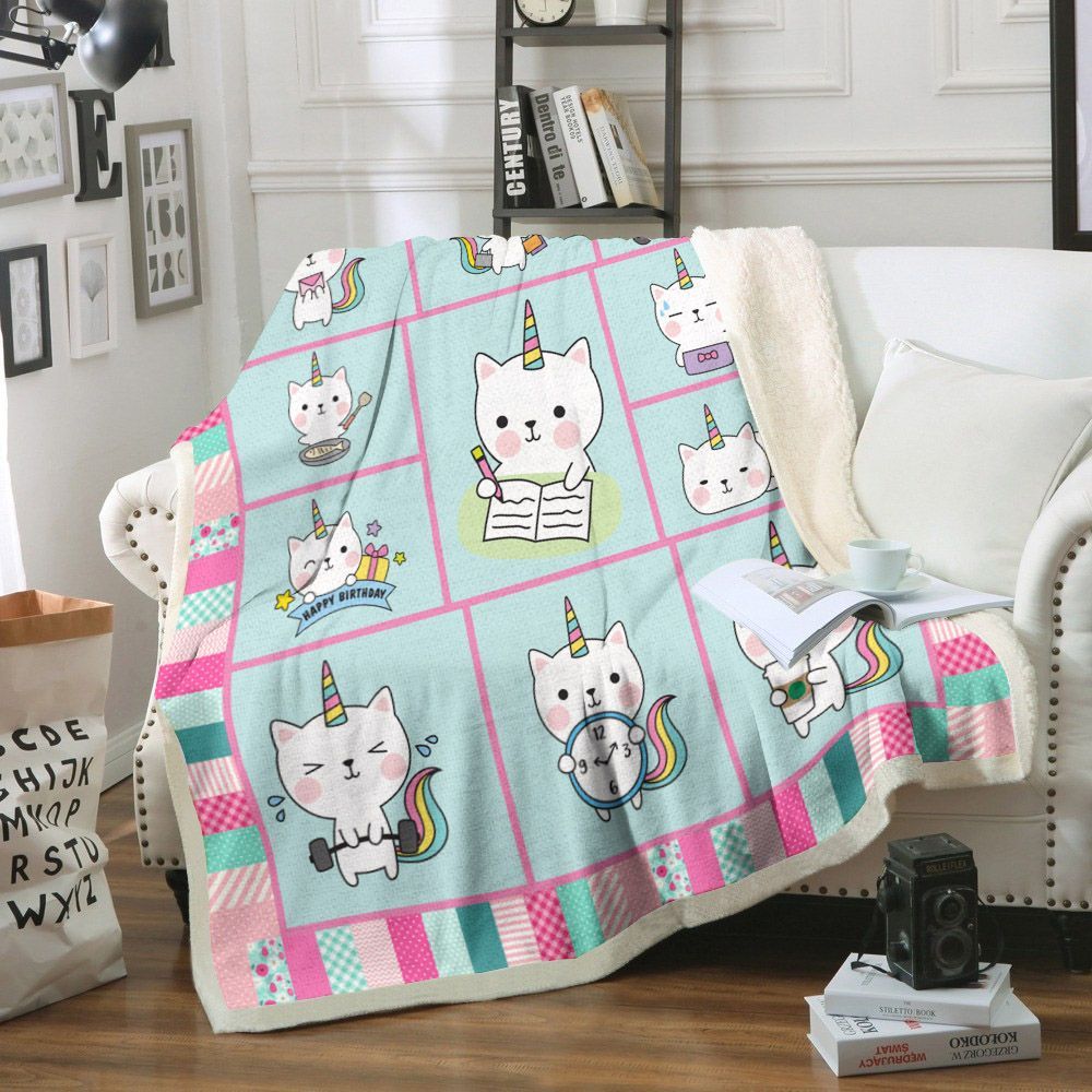 Cat Sherpa Fleece Blanket