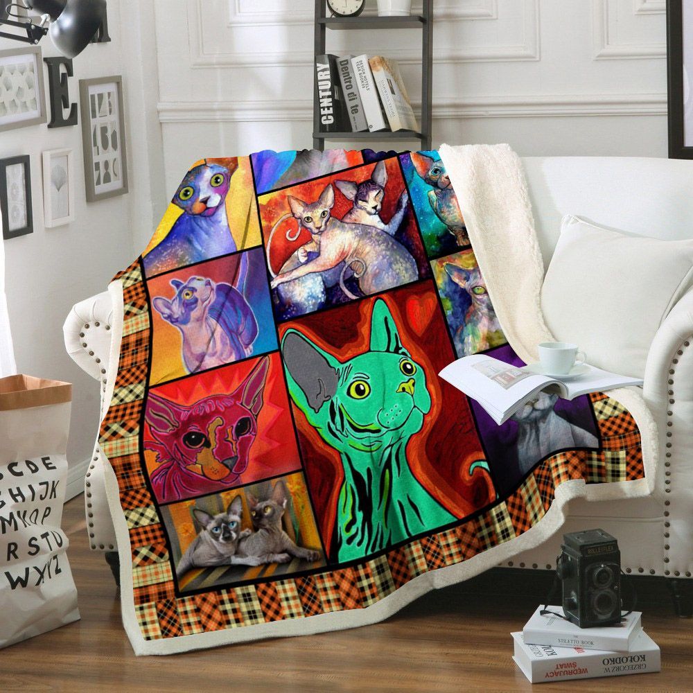Cat Sherpa Fleece Blanket