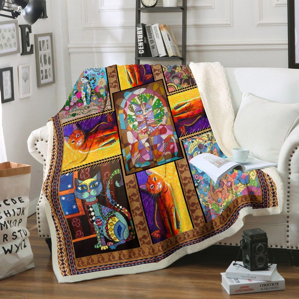 Cat Sherpa Fleece Blanket