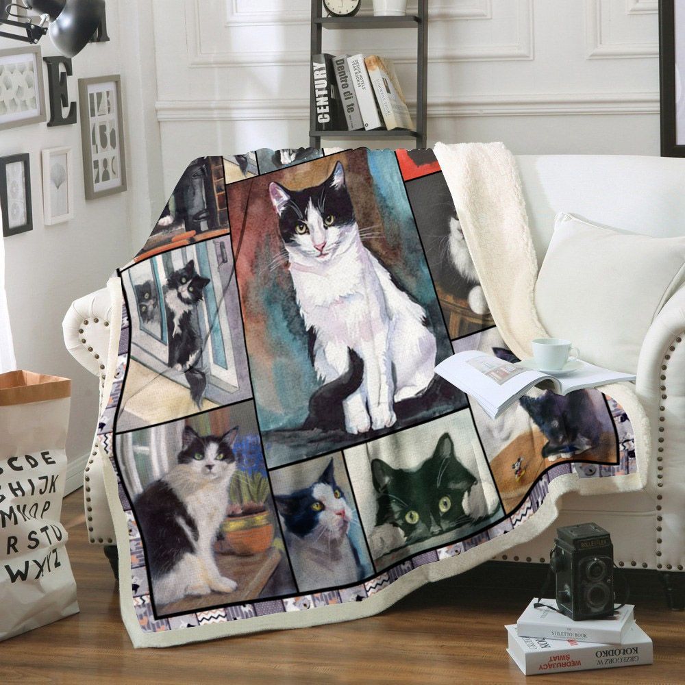 Cat Sherpa Fleece Blanket